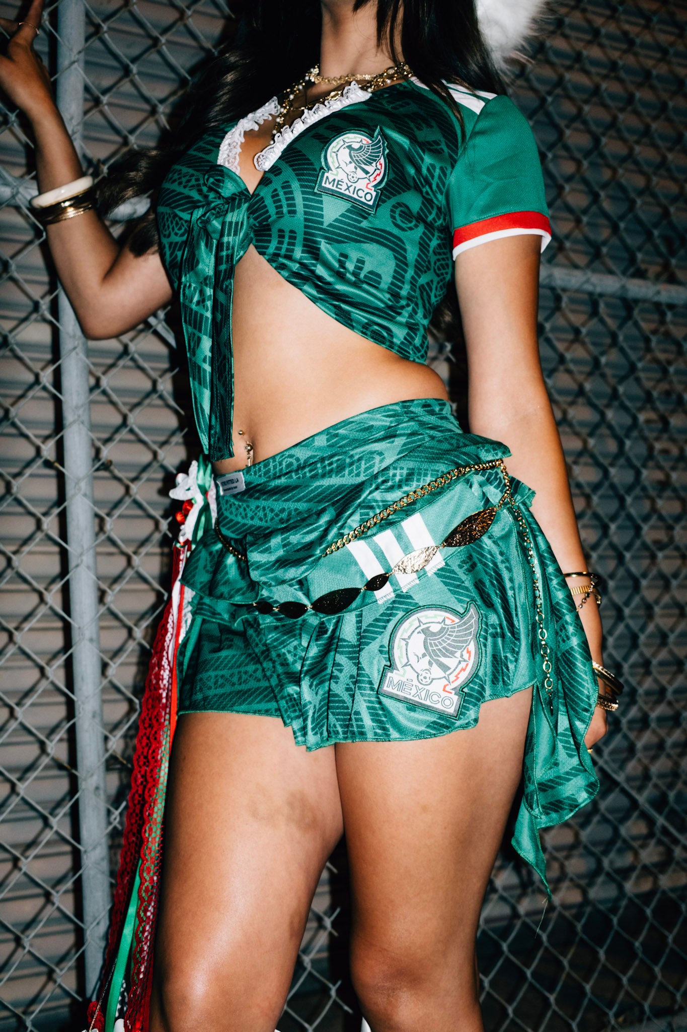Mexico Jersey Ruffle Skirt